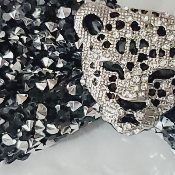 Mens blinged out leopard bowtie wedding groom black tie suit custom handmade OS - Picture 5 of 12